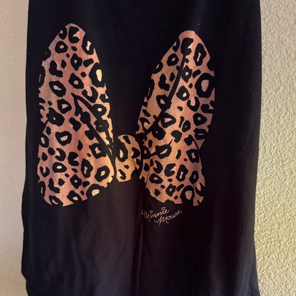 Disney Black Tank Top with Leopard Print Minnie Mouse Bow - Picture 4 of 5